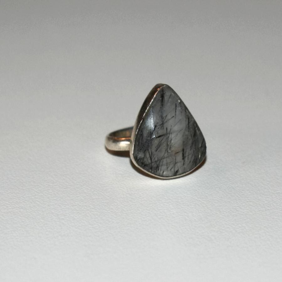 Inel din Argint 925 cu Piatra Naturala de Cuart Rutilat - Size: 7(US)-Circumferinta:54.1mm-Diametrul:17mm - inele