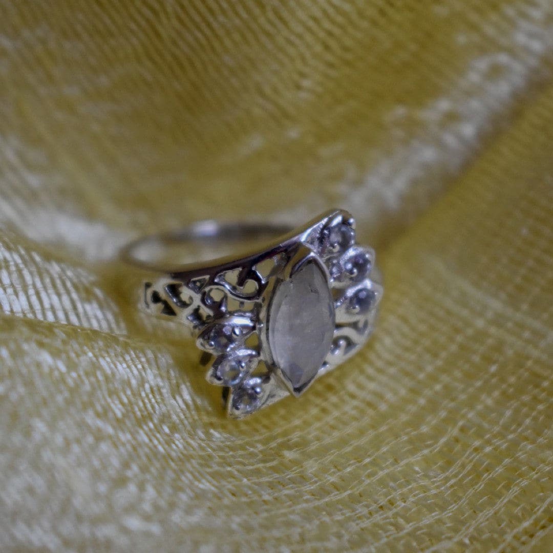 Inel din Argint 925 cu Pietre Semipretioase Naturale de Rainbow Moonstone (Piatra Lunii) ->Cod: PureSilver51 (Marime: 9) - inel argint