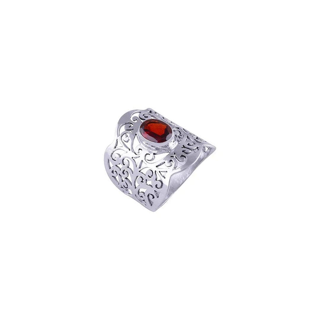 Inel din Argint cu Piatra Semipretioasa Naturala de Granat (Garnet) - Code: PureSilver53 (Marime: 7) - inel argint