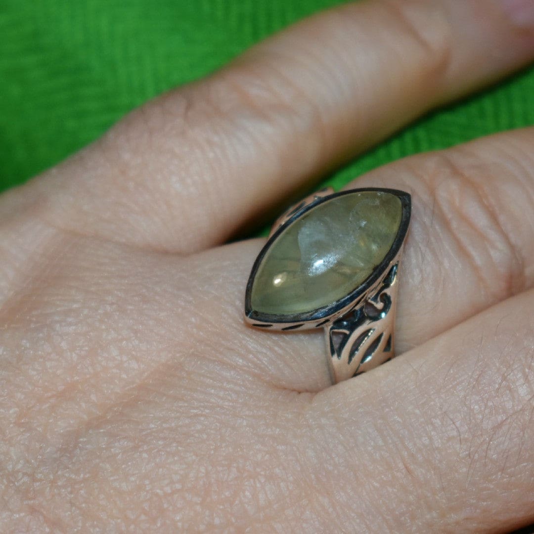 Inel din Argint cu Piatra semipretioasa Naturala de Prehnite (Marime: 8) - inel argint