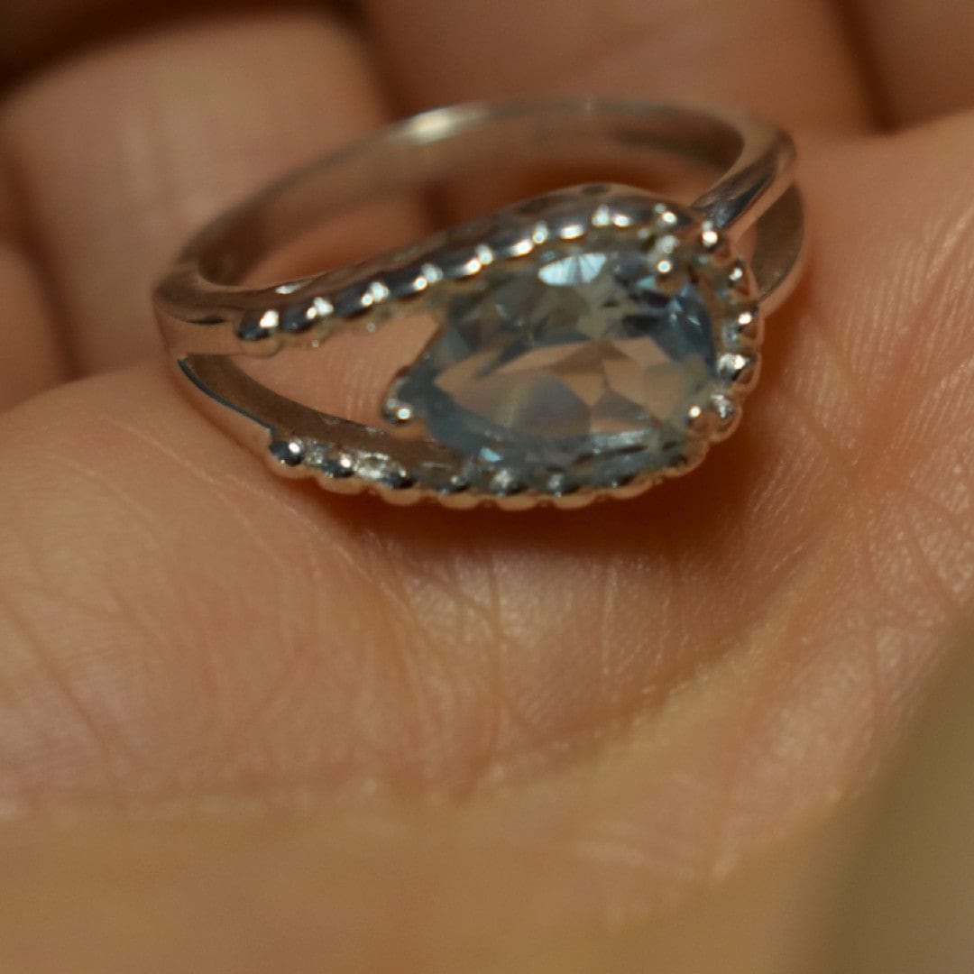 Inel din Argint cu Piatra Semipretioasa Naturala de Topaz Albastru - Code: PureSilver24 (Marime: 8) - inel argint