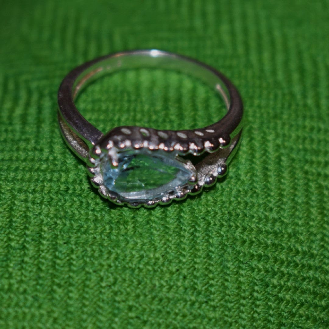 Inel din Argint cu Piatra Semipretioasa Naturala de Topaz Albastru - Code: PureSilver24 (Marime: 8) - inel argint