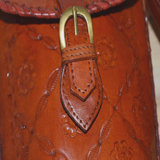 Mini Geanta lucrata manual din Piele Naturala - Mini Bucket - Cod: Leather1 - Genti din Piele si bumbac