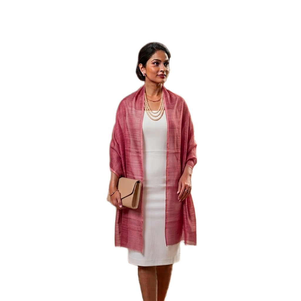 Esarfa-Sal din Matase Naturala Dupioni Raw Silk - Rose Bud -> Cod: Dupioni10