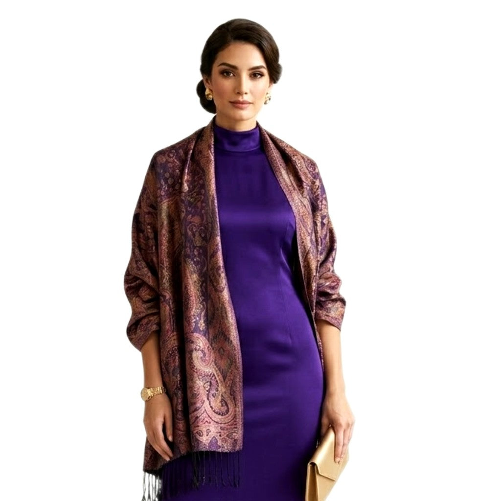 Șal Jamawar Premium din 100% Mătase Naturală – Heritage- Cod: NewSilkJamawar3