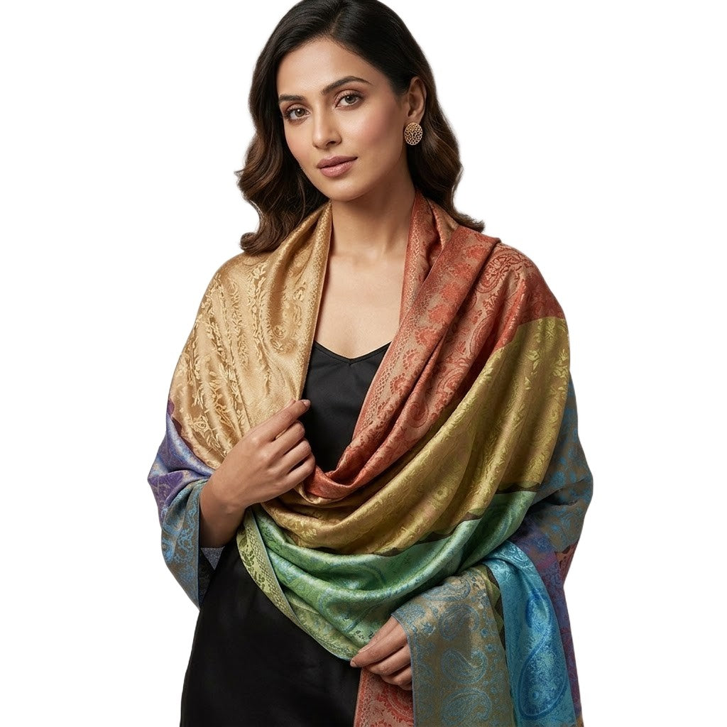 Sal Premium Jamawar din 100% Matase Naturala - Elegant si rafinat . Cod: NewJamawar6