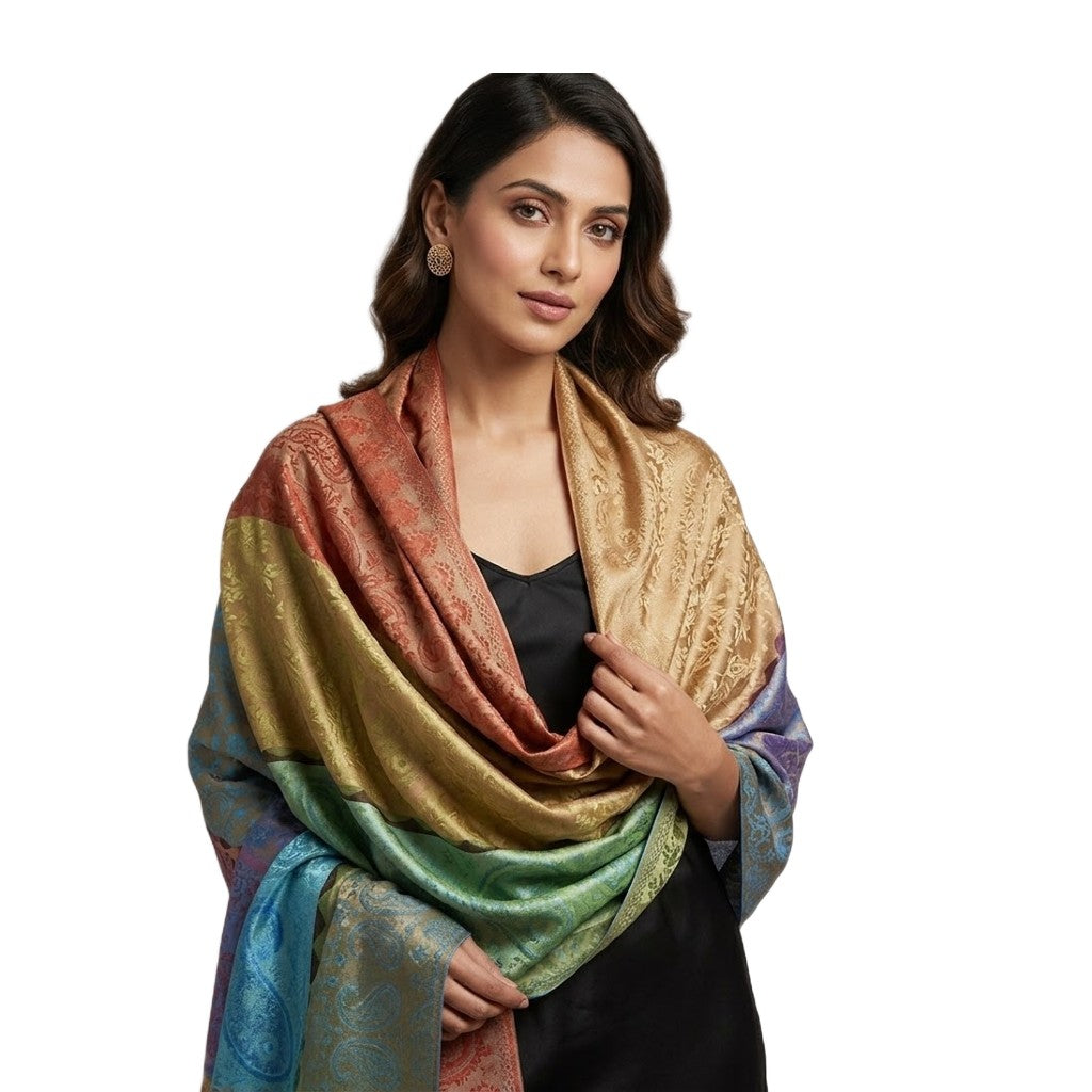 Sal Premium Jamawar din 100% Matase Naturala - Elegant si rafinat . Cod: NewJamawar6