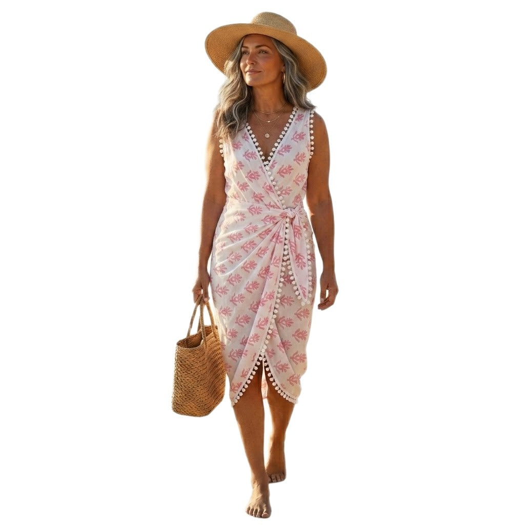 Pareo/ Sarong/ Esarfa de Plaja - 100% Bumbac cu Block printing -> Cod: Mulmul Cotton17