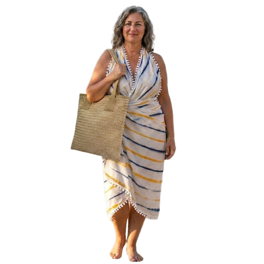 Geanta Tote pentru Plaja din nuiele de Trestie de zahar si captuseala din Bumbac - NaturalHandmade