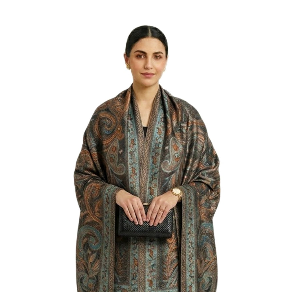 NOU! SAL Premium Jamawar din 100% Matase Naturala - Heritage -> Shades of Black & Ash Gray ->Cod: NewJamawar1