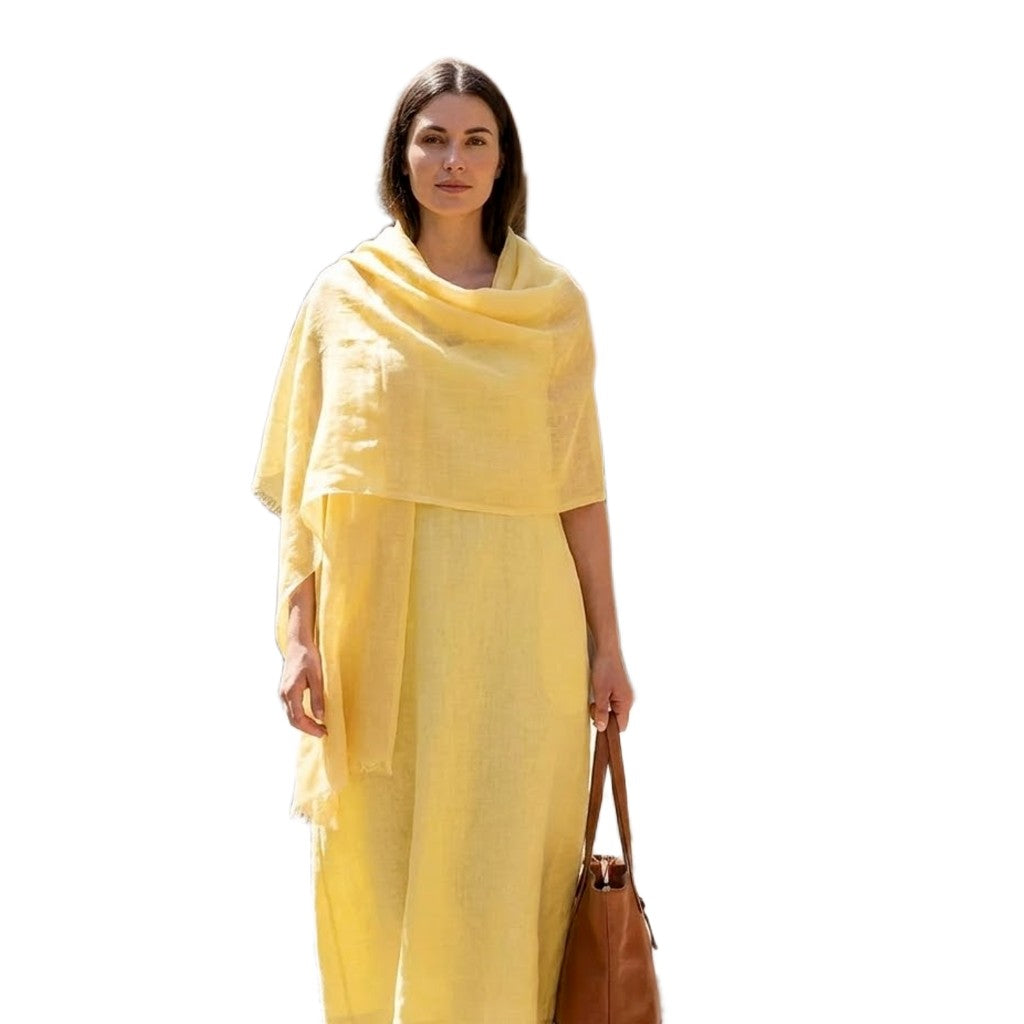 Esarfa-Sal tesuta manual din 100% IN (Linen 100%) - Galben Lemon Lolly -> Cod: IN05
