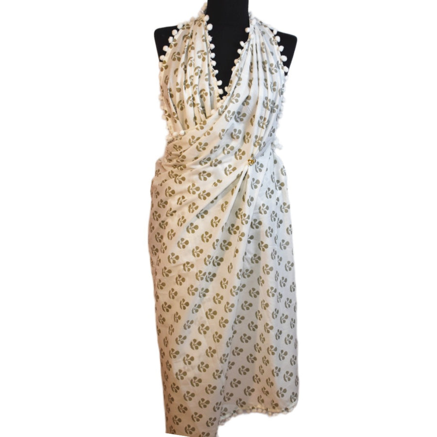 Pareo/ Sarong/ Esarfa de Plaja - 100% Bumbac cu Handblock printing -> Cod: Mulmul Cotton1