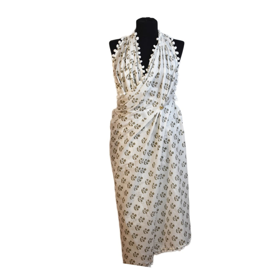 Pareo/ Sarong/ Esarfa de Plaja - 100% Bumbac cu Handblock printing -> Cod: Mulmul Cotton1