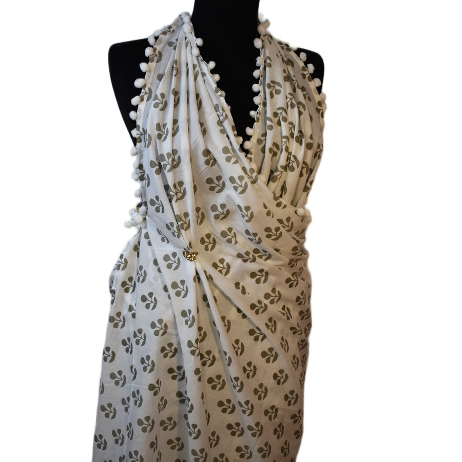 Pareo/ Sarong/ Esarfa de Plaja - 100% Bumbac cu Handblock printing -> Cod: Mulmul Cotton1