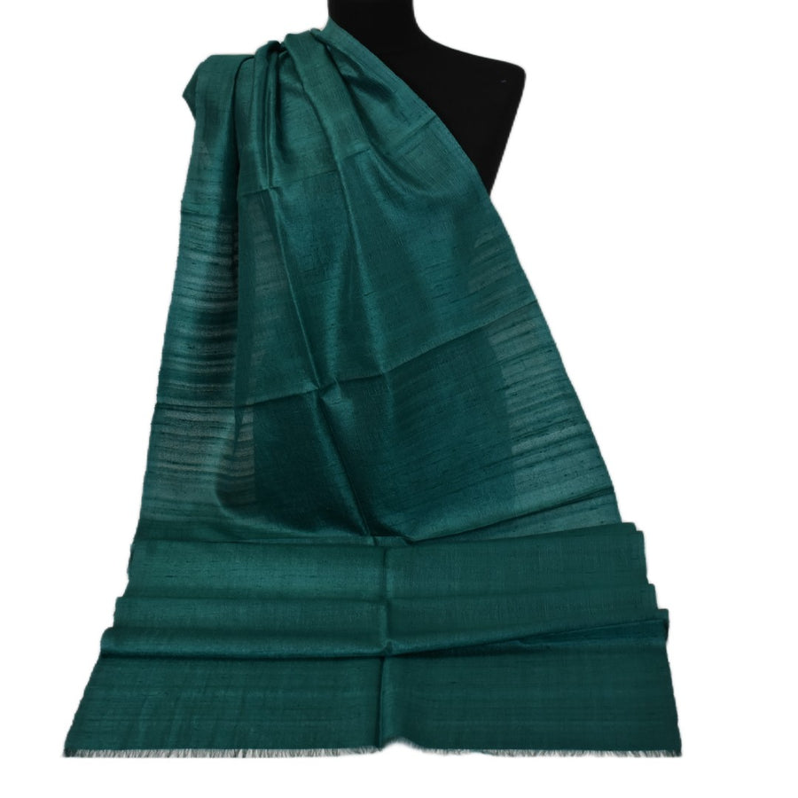 Esarfa-Sal din Matase Naturala Dupioni Raw Silk - Verde -> Cod: DupionPureSilk1