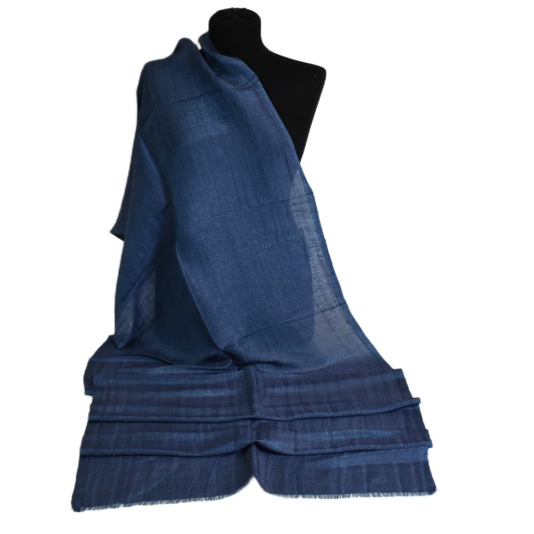 Eșarfă–Șal din Matase Naturala &In (LinenSilk) - Navy Bleumarin - Cod: LinenSilk1