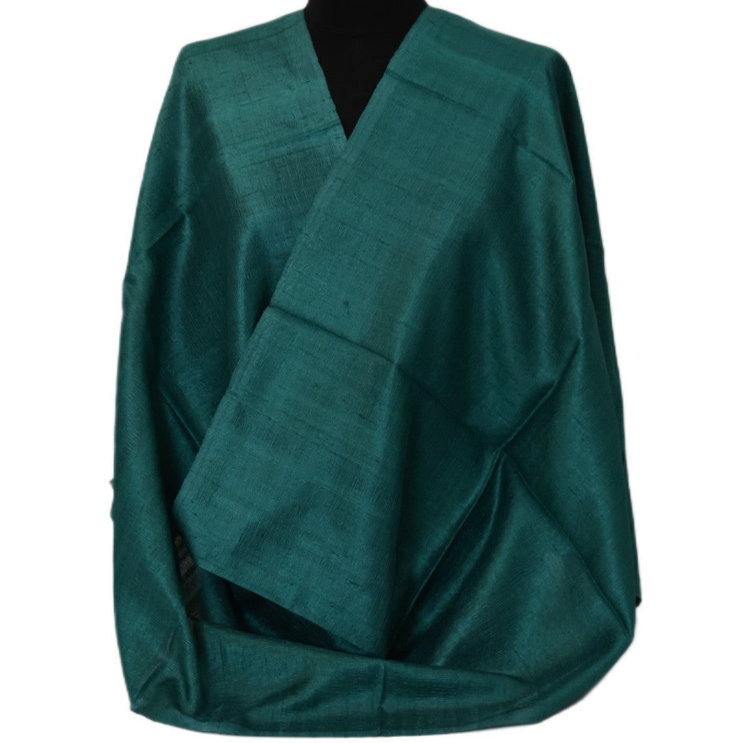 Esarfa-Sal din Matase Naturala Dupioni Raw Silk - Verde -> Cod: DupionPureSilk1