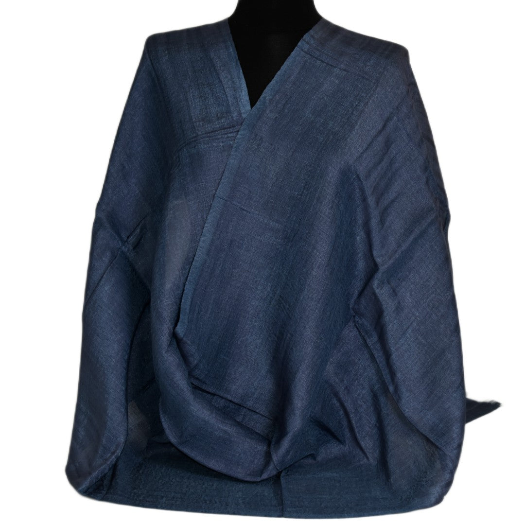 Eșarfă–Șal din Matase Naturala &In (LinenSilk) - Navy Bleumarin - Cod: LinenSilk1