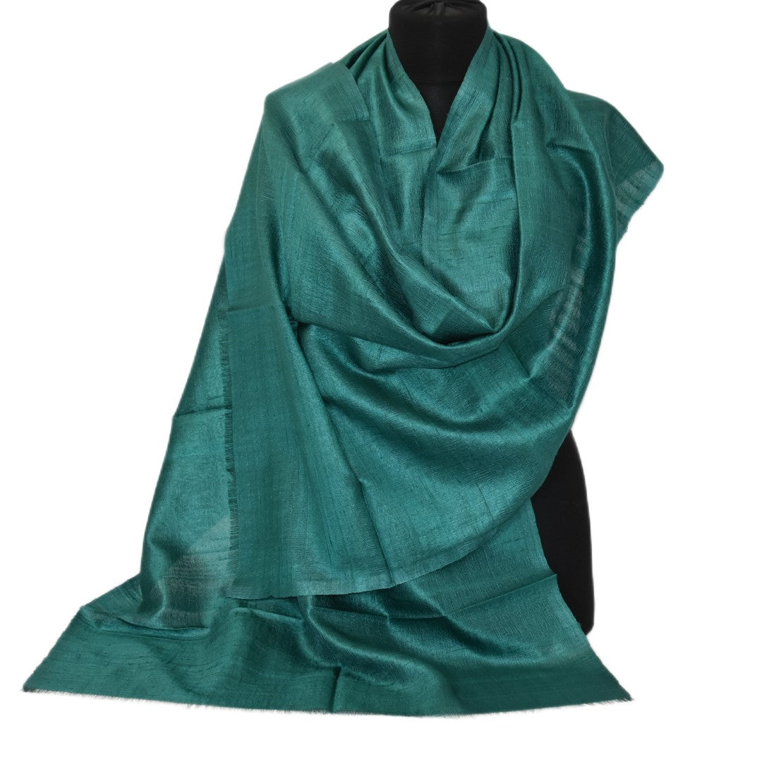 Esarfa-Sal din Matase Naturala Dupioni Raw Silk - Verde -> Cod: DupionPureSilk1