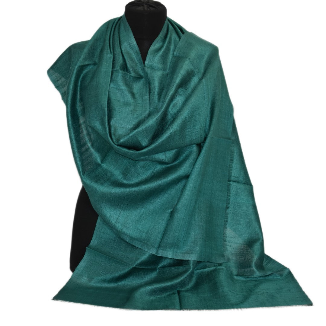 Esarfa-Sal din Matase Naturala Dupioni Raw Silk - Verde -> Cod: DupionPureSilk1
