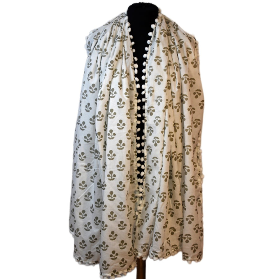 Pareo/ Sarong/ Esarfa de Plaja - 100% Bumbac cu Handblock printing -> Cod: Mulmul Cotton1