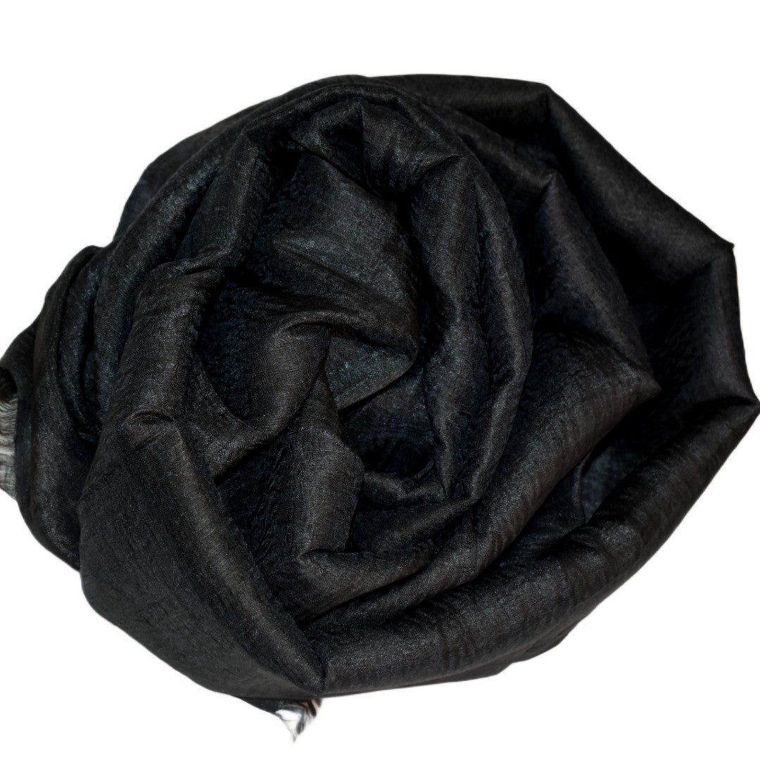 Eșarfă–Șal din Matase Naturala ERI & In (LinenSilk) - Negru - > Cod: LinenSilk2