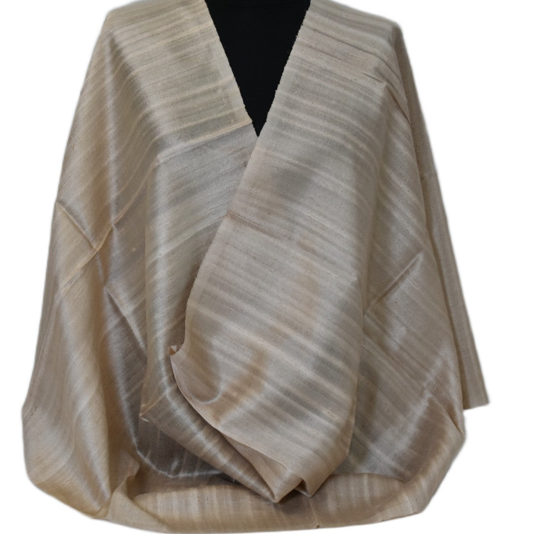 Esarfa-Sal din Matase Naturala Dupioni Raw Silk - Natural Bej-> Cod: DupionPureSilk3