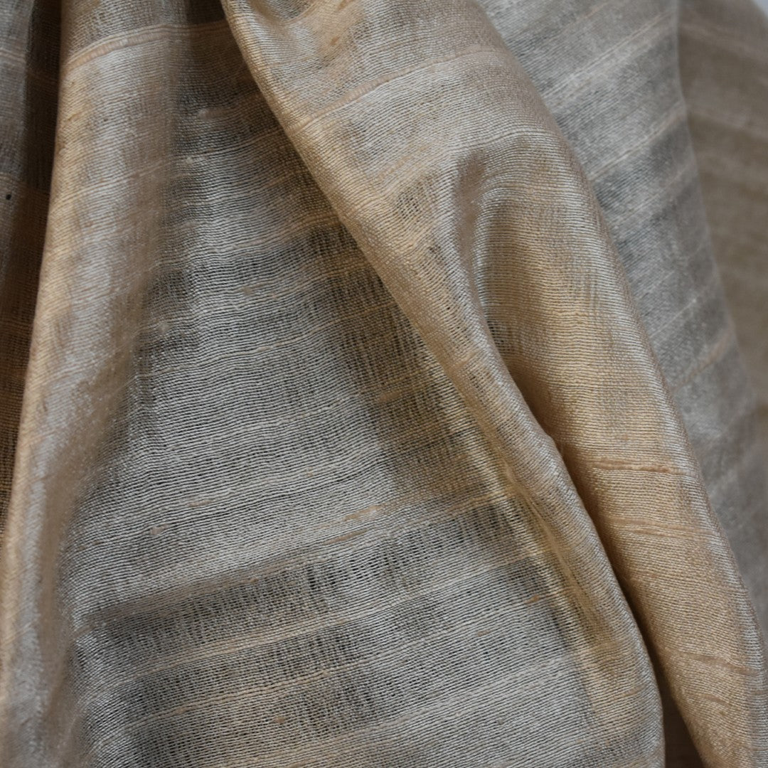 Esarfa-Sal din Matase Naturala Dupioni Raw Silk - Natural Bej-> Cod: DupionPureSilk3