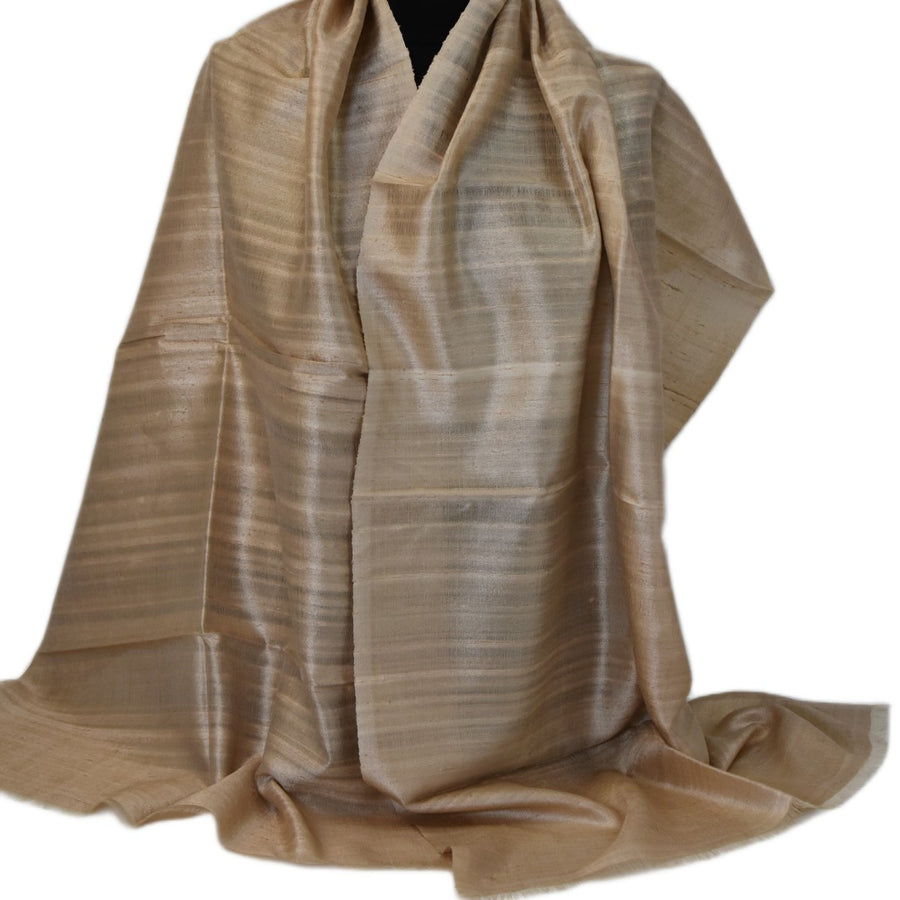 Esarfa-Sal din Matase Naturala Dupioni Raw Silk - Natural Bej-> Cod: DupionPureSilk3