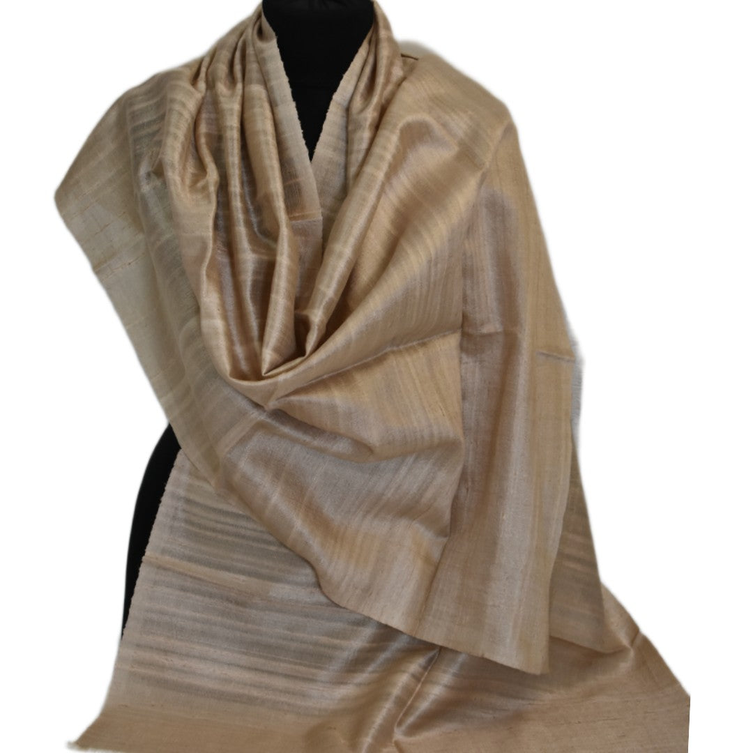 Esarfa-Sal din Matase Naturala Dupioni Raw Silk - Natural Bej-> Cod: DupionPureSilk3