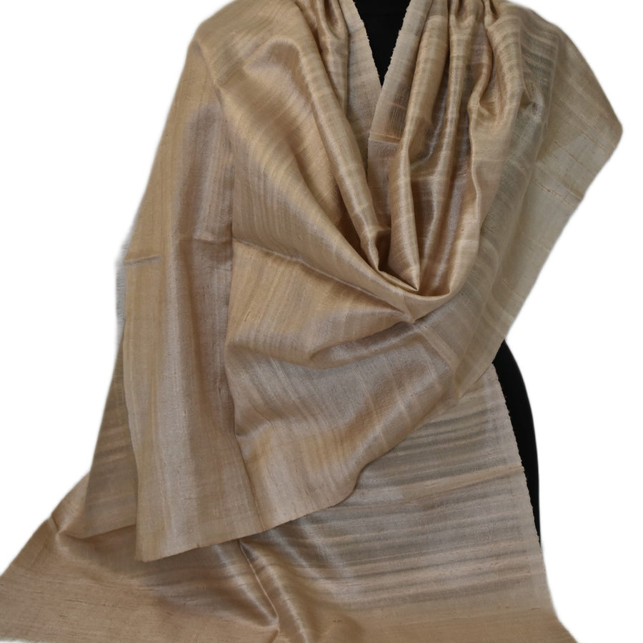 Esarfa-Sal din Matase Naturala Dupioni Raw Silk - Natural Bej-> Cod: DupionPureSilk3