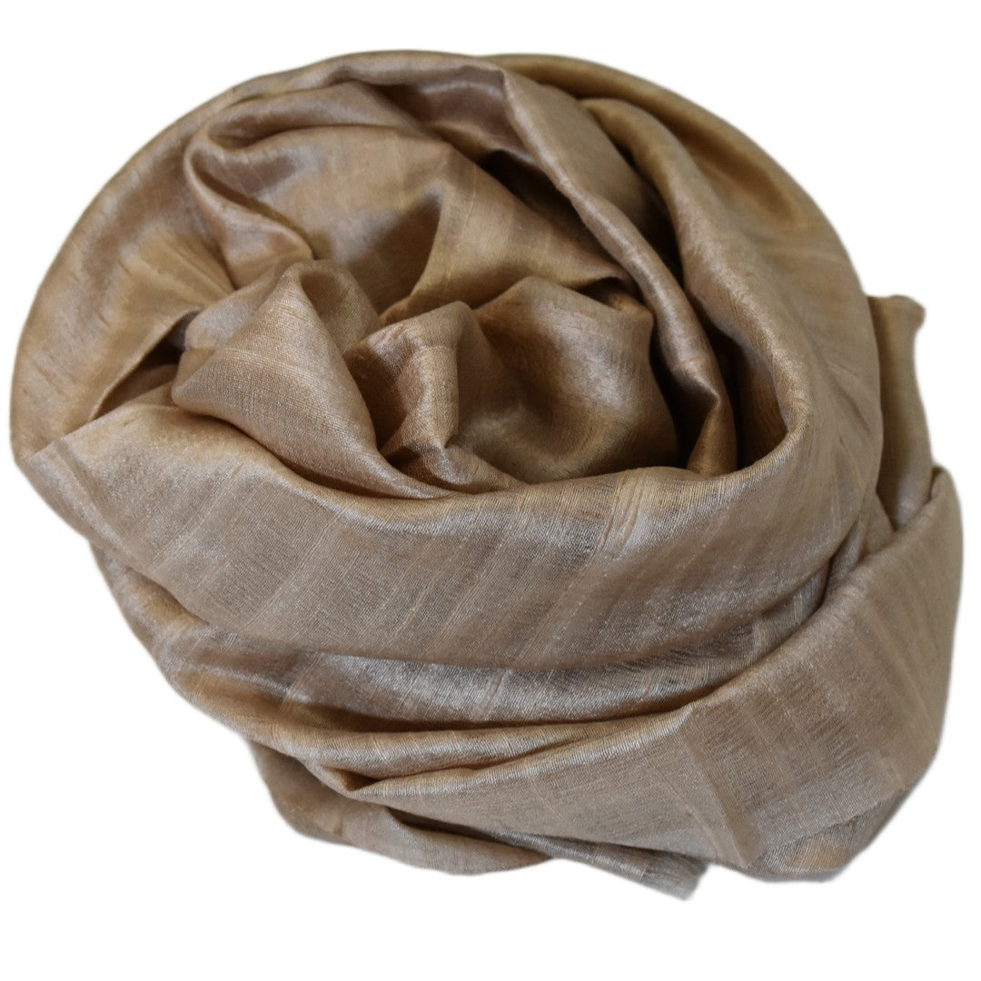 Esarfa-Sal din Matase Naturala Dupioni Raw Silk - Natural Bej-> Cod: DupionPureSilk3