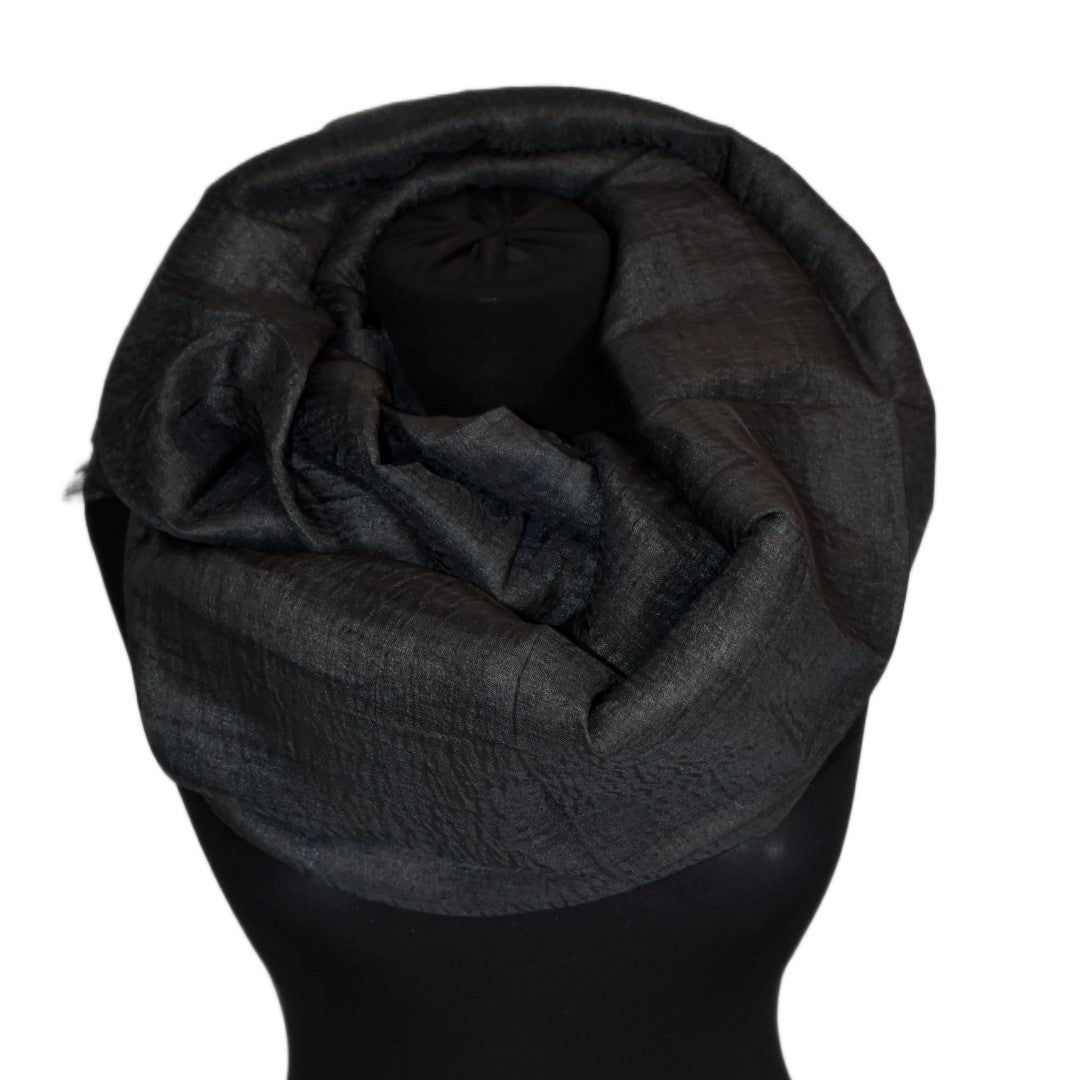 Eșarfă–Șal din Matase Naturala ERI & In (LinenSilk) - Negru - > Cod: LinenSilk2