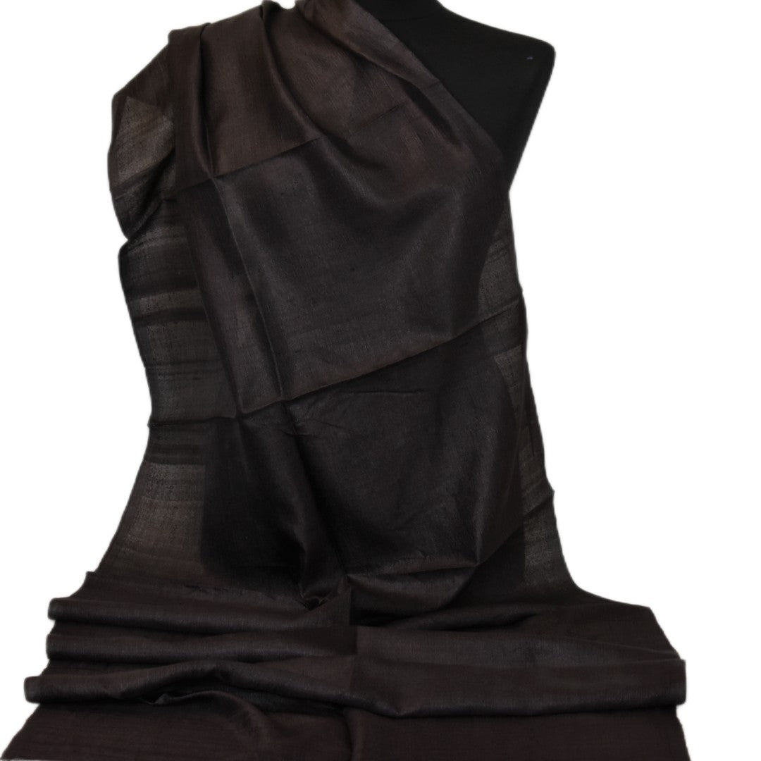 Esarfa-Sal din Matase Naturala Dupioni Raw Silk - Negru  -> Cod: DupionPureSilk7