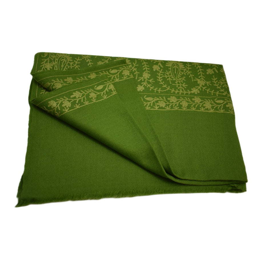 Esarfa Sal Casmir cu Broderie din Matase – Verde Army/Verde Fistic- Finete si Eleganta in orice Sezon -> Cod: CASHMBROD2