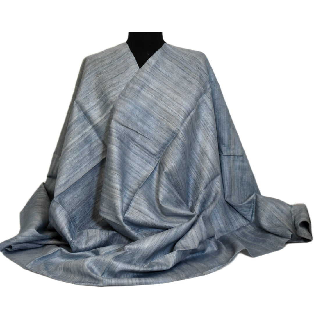 Sal tesut manual din 100% Matase Naturala Organica - Ghicha Tassar/Tussar Silk - Blue Gray-> Cod: BGHICHA2(.)