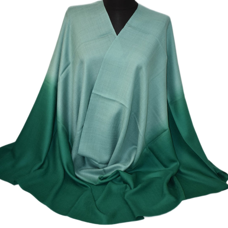 Esarfa Sal Casmir si Matase Naturala - Ombre 2 nuante de Verde Smarald & Blueverde -> Cod: CASMIRSILK14