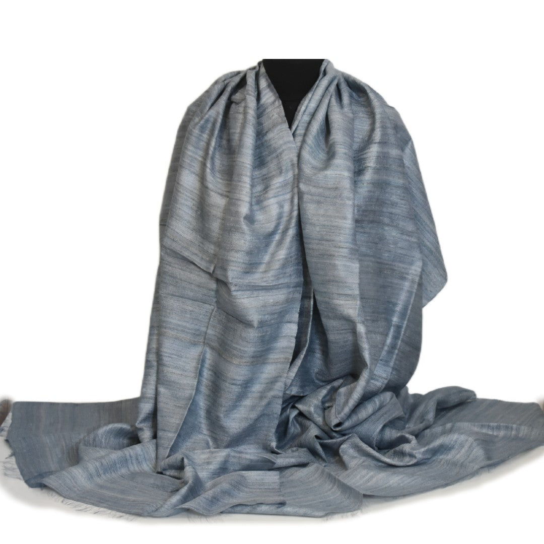 Sal tesut manual din 100% Matase Naturala Organica - Ghicha Tassar/Tussar Silk - Blue Gray-> Cod: BGHICHA2(.)
