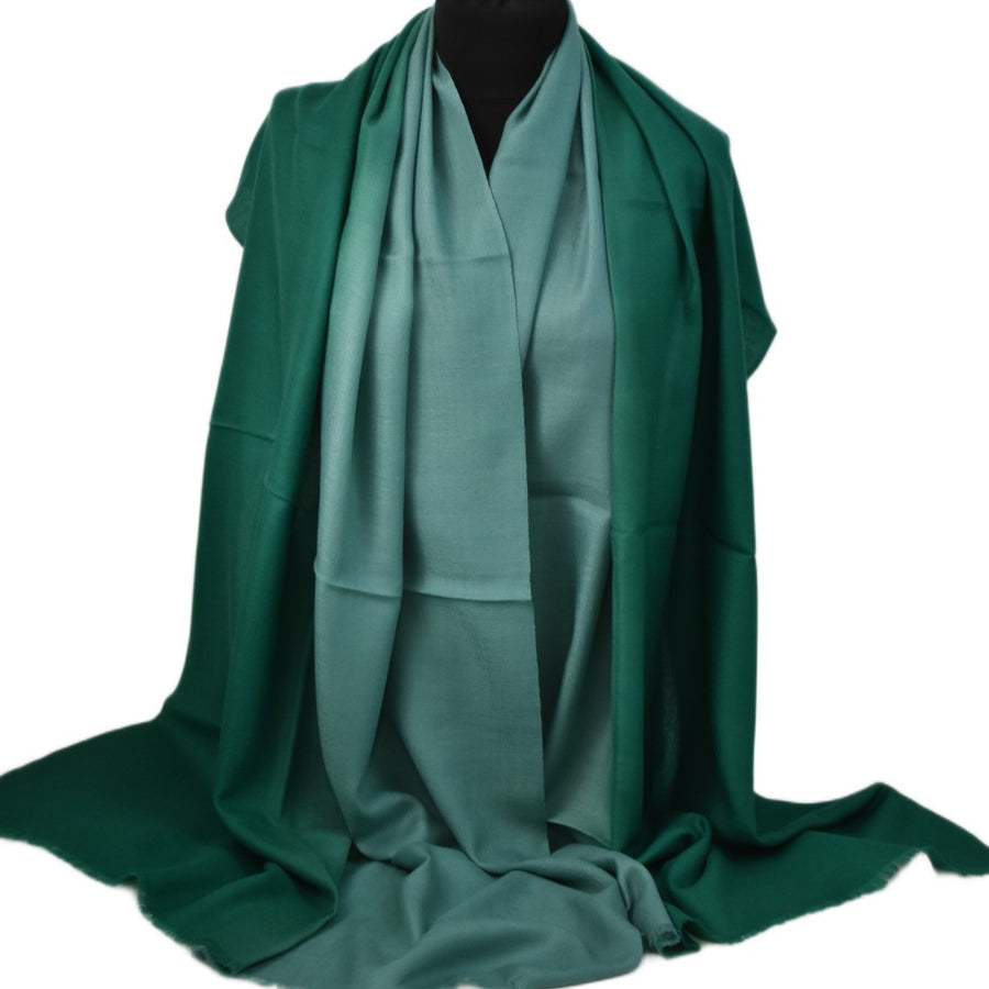 Esarfa Sal Casmir si Matase Naturala - Ombre 2 nuante de Verde Smarald & Blueverde -> Cod: CASMIRSILK14