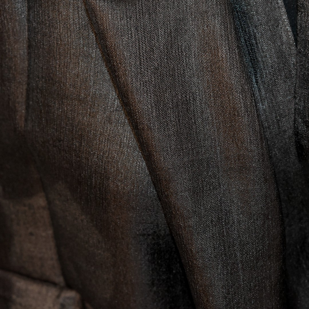 Esarfa-Sal din Matase Naturala Dupioni Raw Silk - Negru  -> Cod: DupionPureSilk7