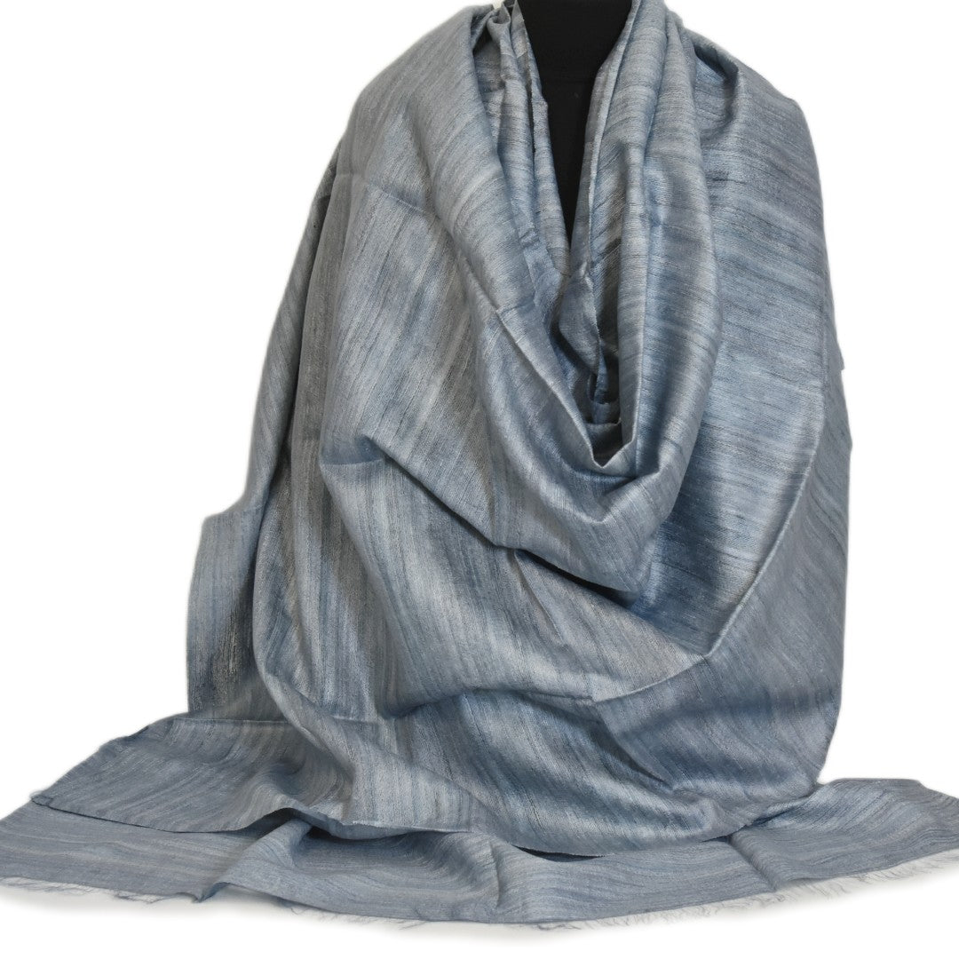 Sal tesut manual din 100% Matase Naturala Organica - Ghicha Tassar/Tussar Silk - Blue Gray-> Cod: BGHICHA2(.)