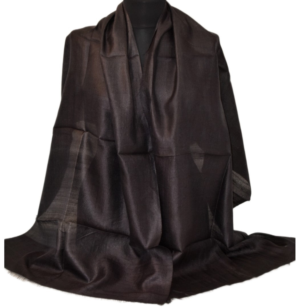 Esarfa-Sal din Matase Naturala Dupioni Raw Silk - Negru  -> Cod: DupionPureSilk7