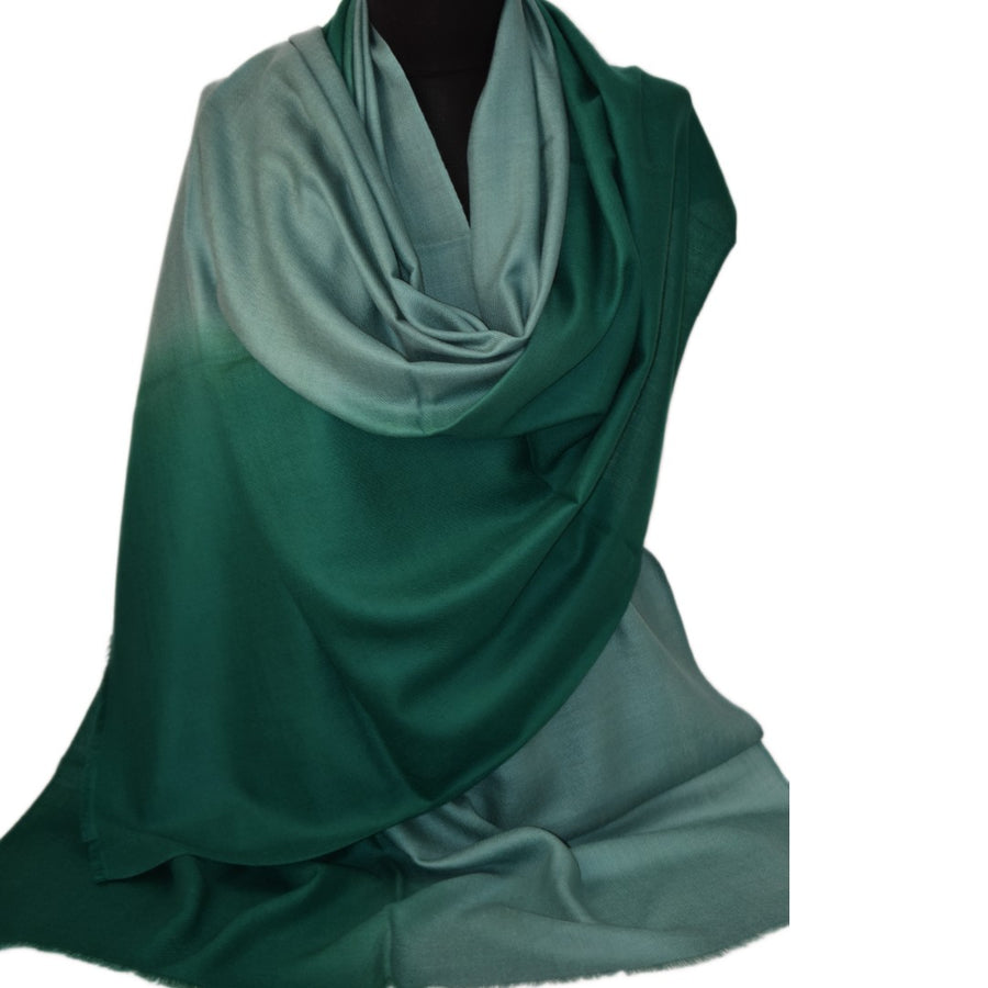 Esarfa Sal Casmir si Matase Naturala - Ombre 2 nuante de Verde Smarald & Blueverde -> Cod: CASMIRSILK14