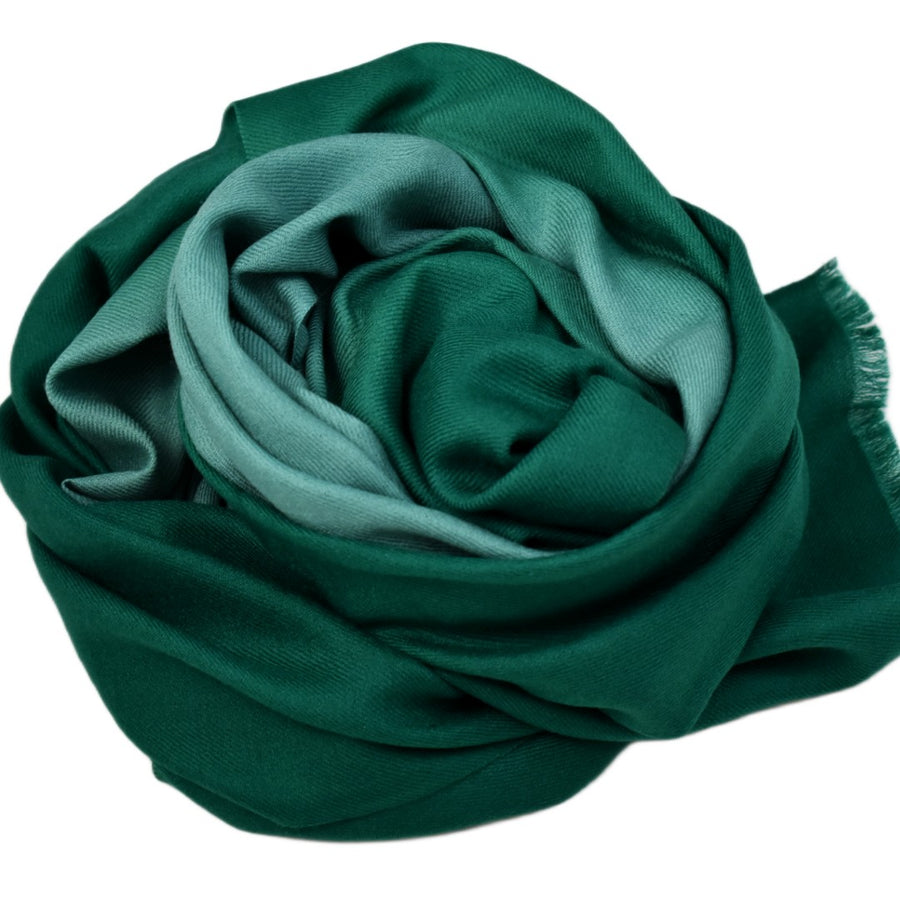 Esarfa Sal Casmir si Matase Naturala - Ombre 2 nuante de Verde Smarald & Blueverde -> Cod: CASMIRSILK14