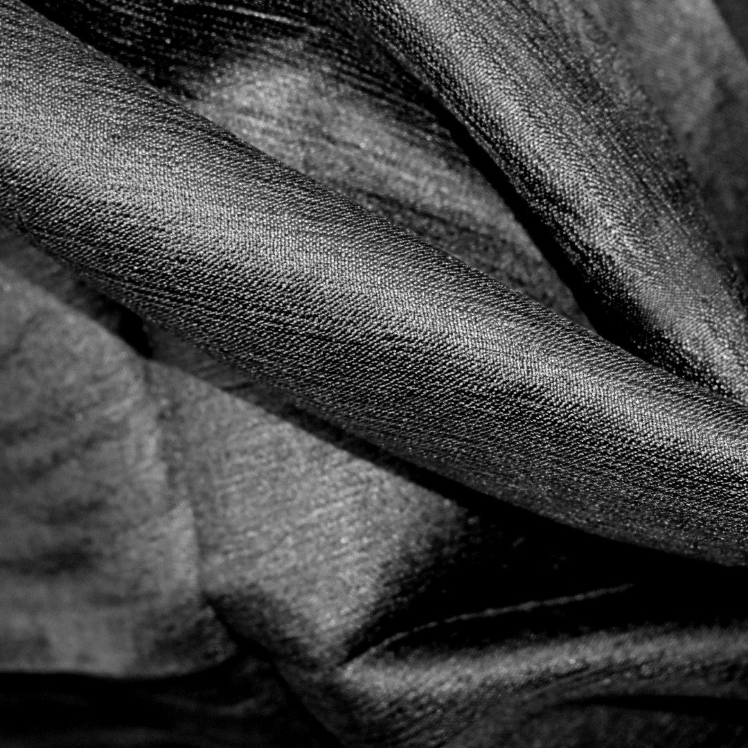 Esarfa-Sal din Matase Naturala Dupioni Raw Silk - Negru  -> Cod: DupionPureSilk7