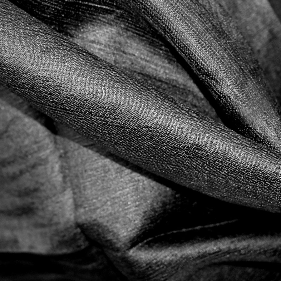 Esarfa-Sal din Matase Naturala Dupioni Raw Silk - Negru  -> Cod: DupionPureSilk7