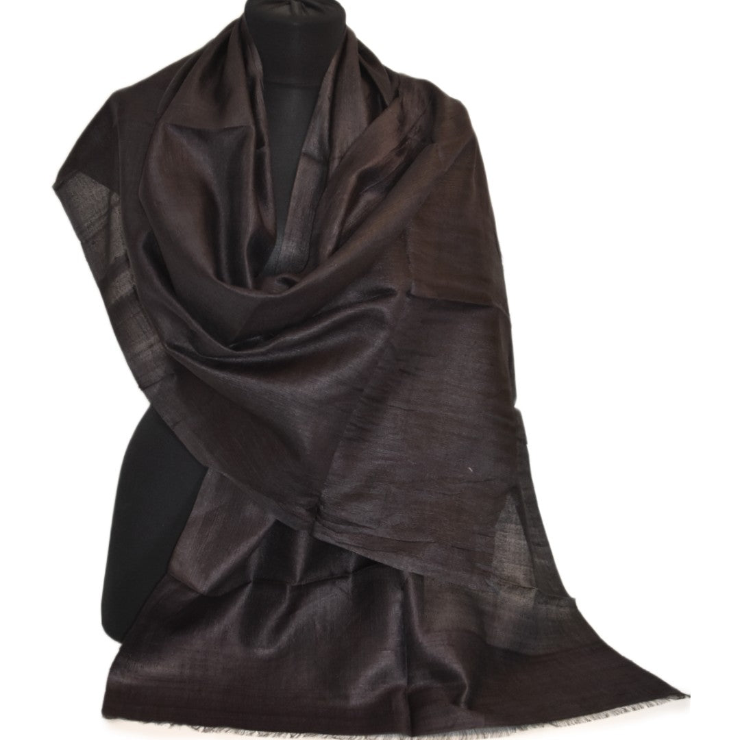 Esarfa-Sal din Matase Naturala Dupioni Raw Silk - Negru  -> Cod: DupionPureSilk7