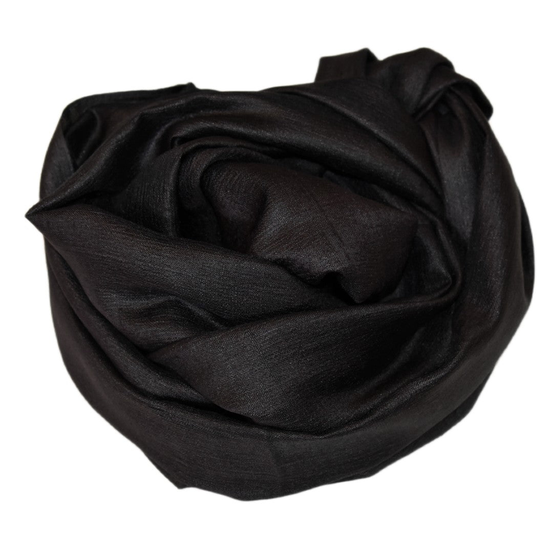 Esarfa-Sal din Matase Naturala Dupioni Raw Silk - Negru  -> Cod: DupionPureSilk7
