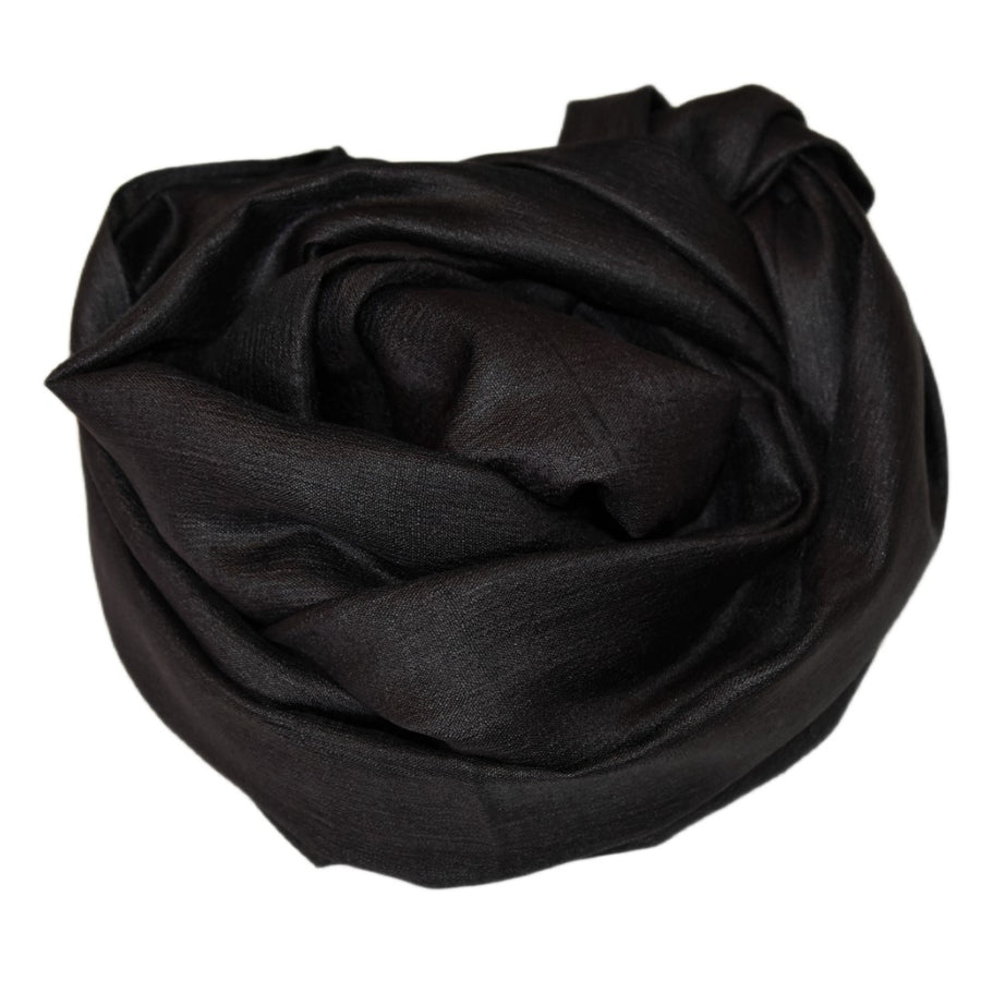 Esarfa-Sal din Matase Naturala Dupioni Raw Silk - Negru  -> Cod: DupionPureSilk7