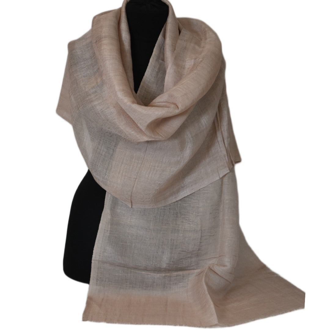 Eșarfă–Șal din Matase Naturala ERI & In (LinenSilk) - Nude Bej - > Cod: LinenSilk3